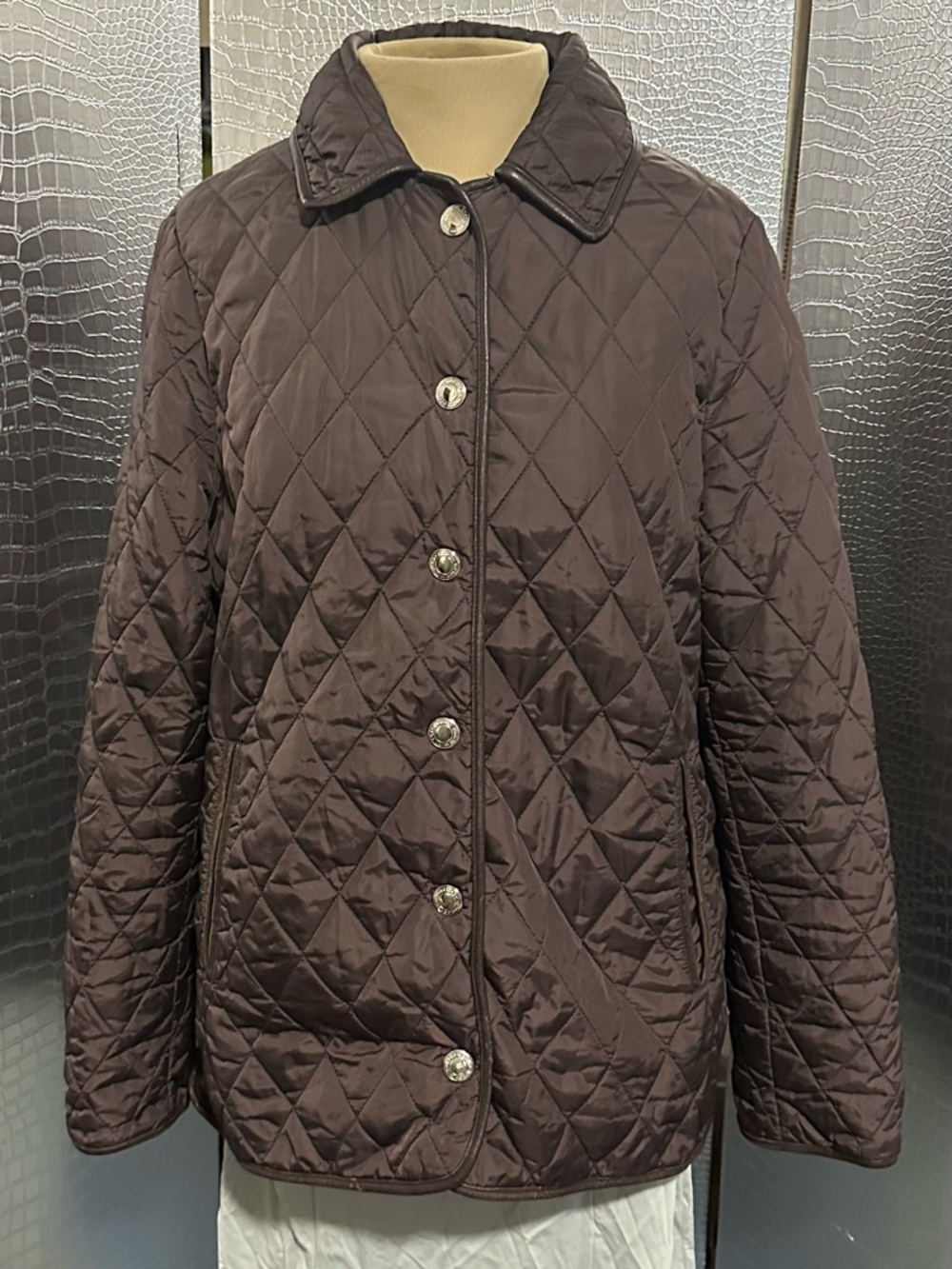 Coach Quilted Brown Diamond-Stitch Puffer Jacket
